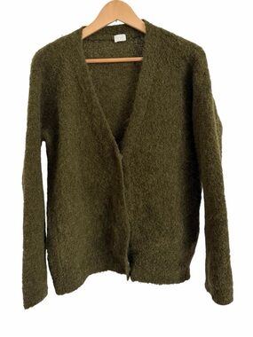 C.T. Plage Loop Loose Alpaca Cardigan Sweater in Khaki Green - EUR 36 / US Small